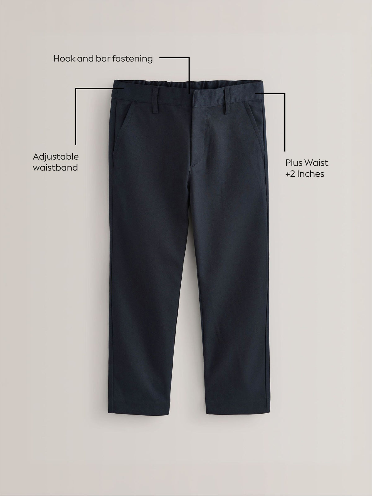 Dsiney Kidz - Navy Plus Waist Straight Leg School Trousers (3-17yrs) image 5