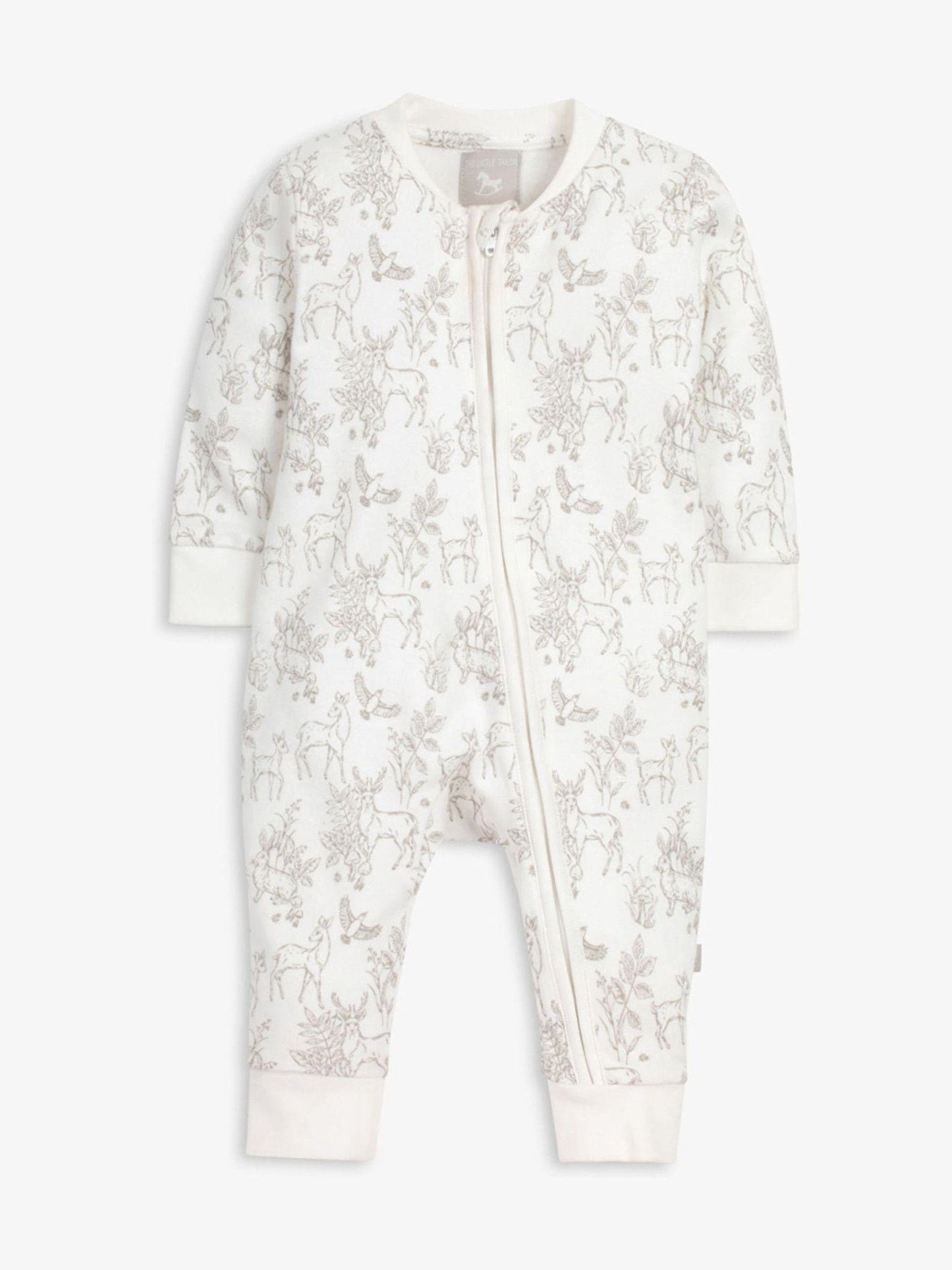 The Little Tailor White Front Zip Soft 100% Cotton Sleepsuit image 3