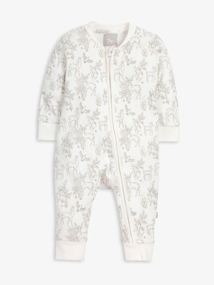 The Little Tailor White Front Zip Soft 100% Cotton Sleepsuit image 3