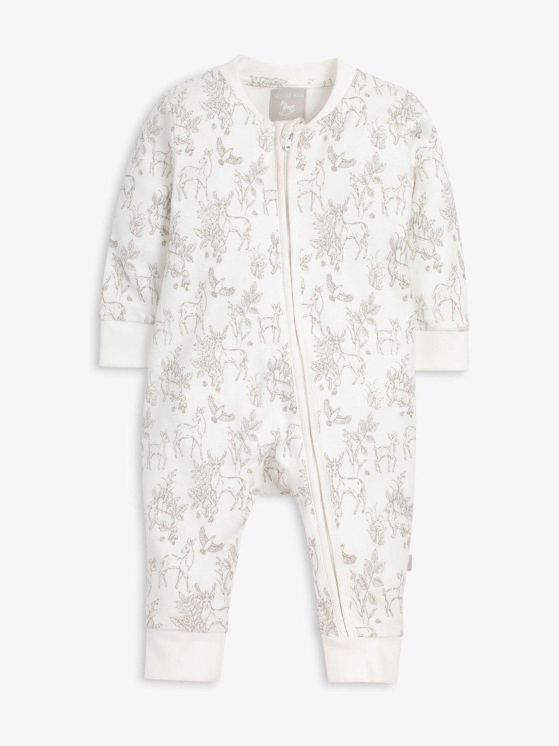 The Little Tailor White Front Zip Soft 100% Cotton Sleepsuit image 3