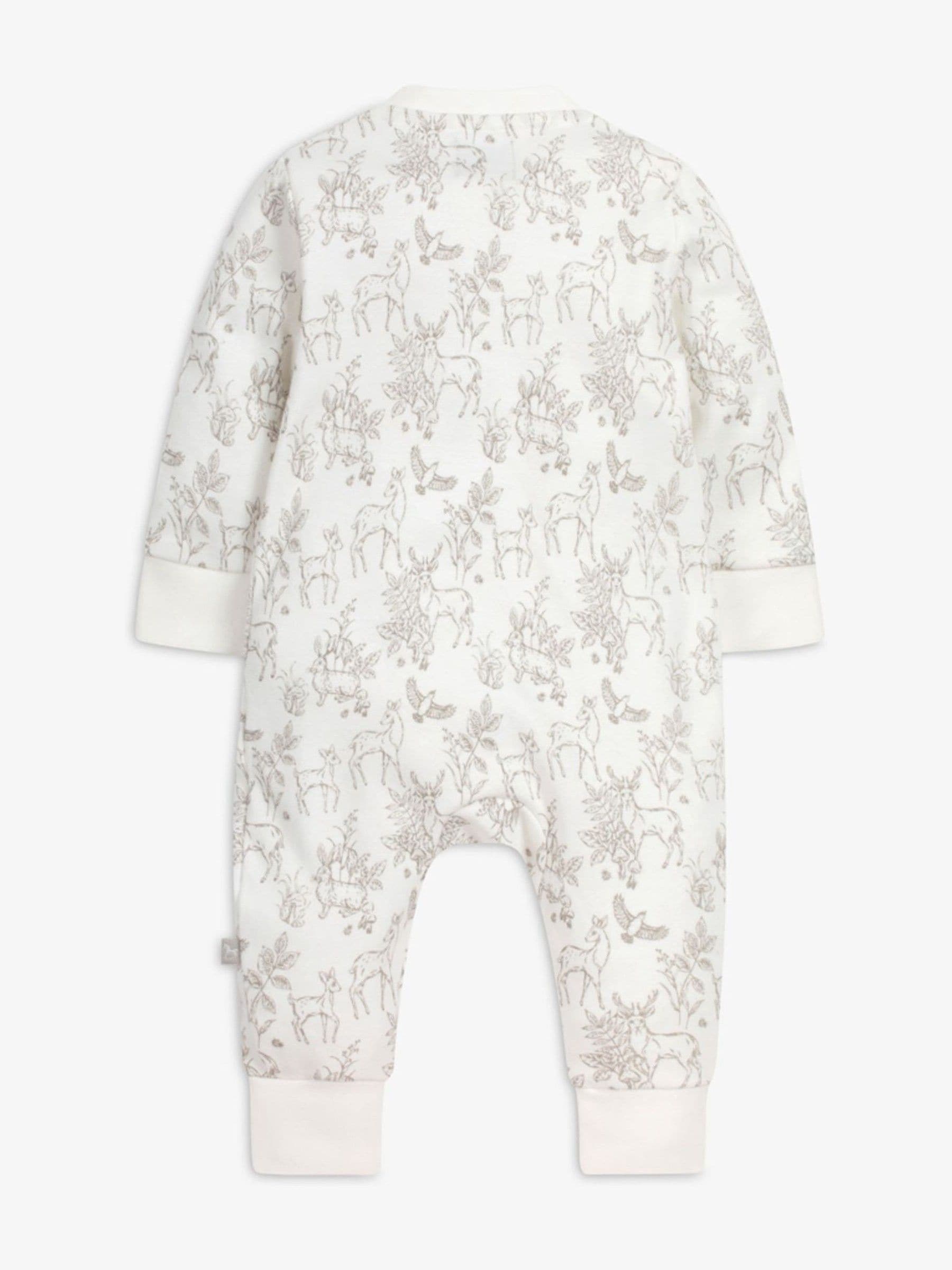 The Little Tailor White Front Zip Soft 100% Cotton Sleepsuit image 4