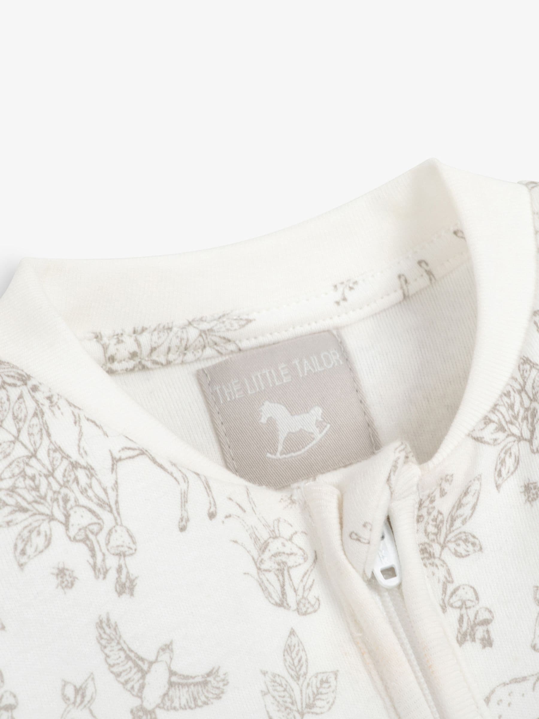 The Little Tailor White Front Zip Soft 100% Cotton Sleepsuit image 5