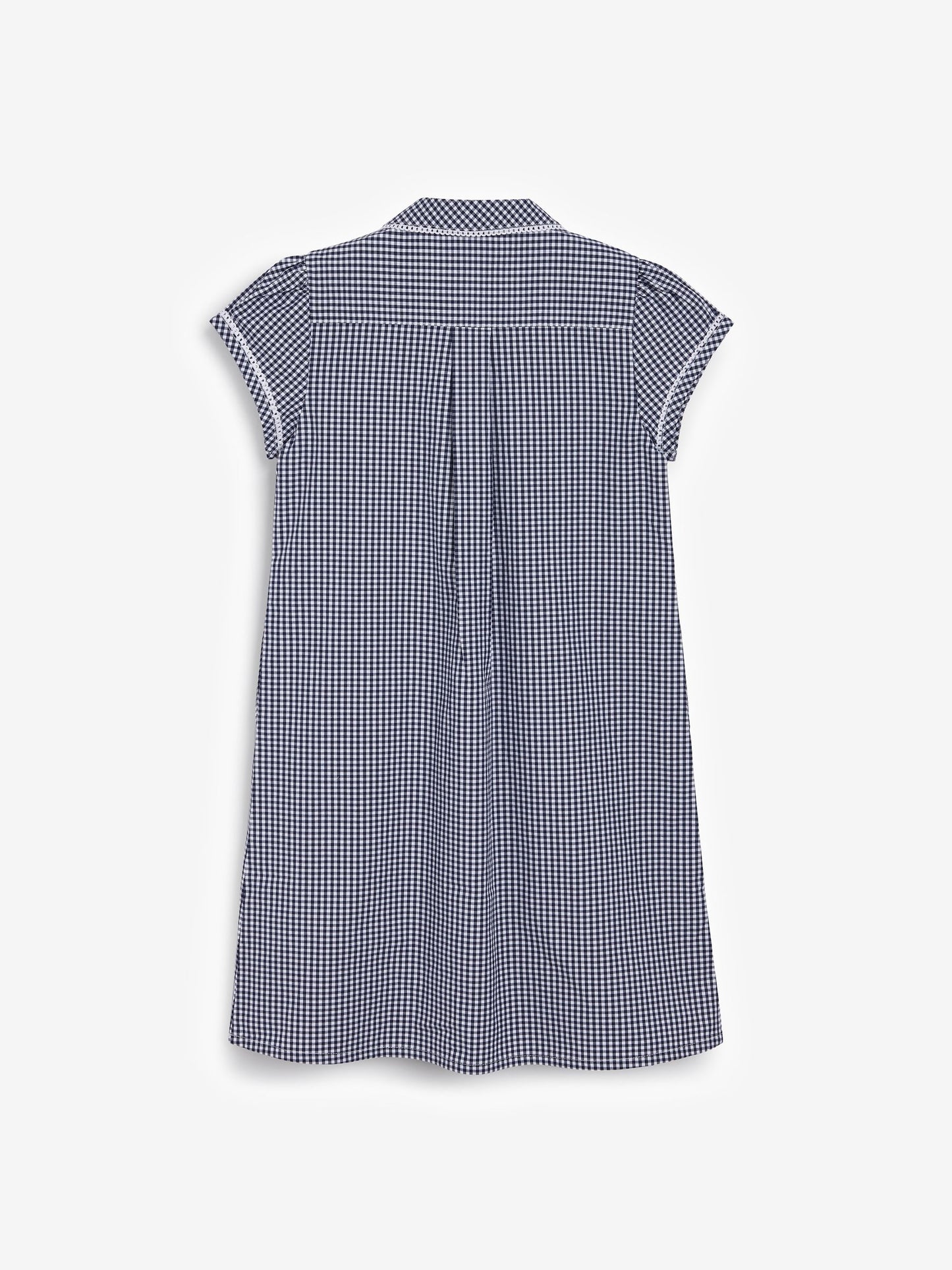 Navy Cotton Rich Button Front Lace Gingham School Dress (3-14yrs) image 5