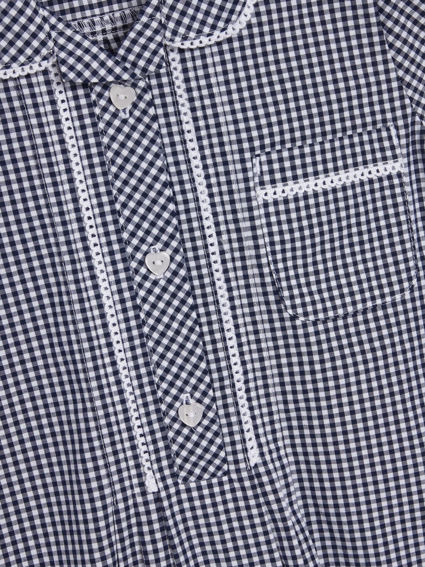 Navy Cotton Rich Button Front Lace Gingham School Dress (3-14yrs) image 6