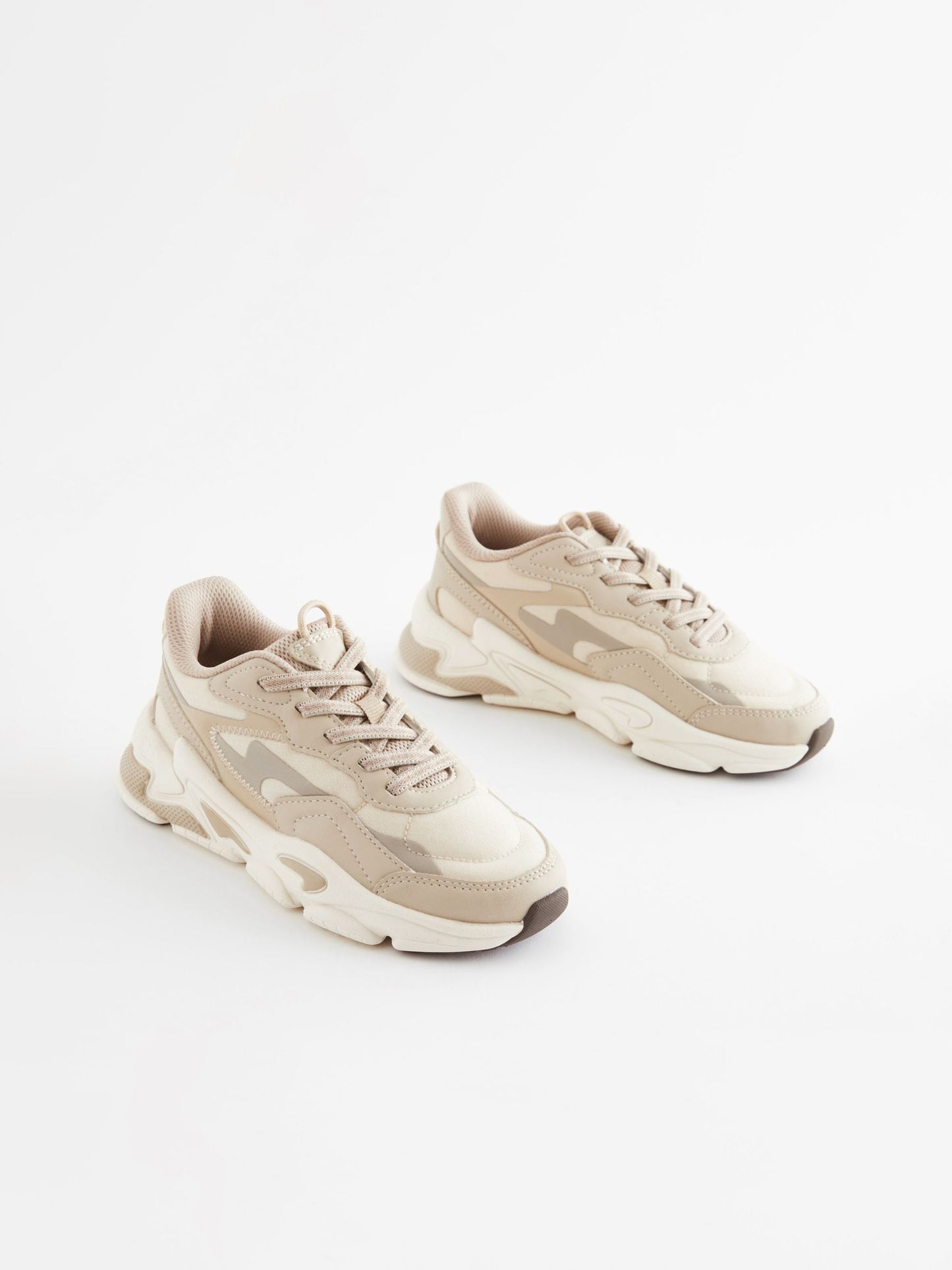 Neutral Elastic Lace Trainers image 1