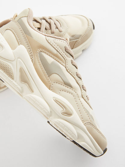 Neutral Elastic Lace Trainers image 6
