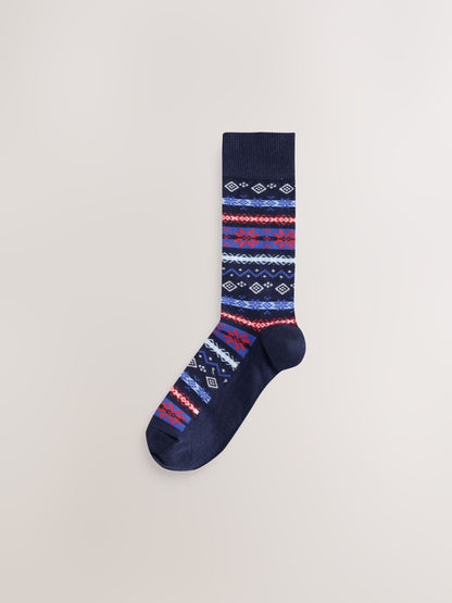 Red/Blue Ski Scenic Pattern Socks 5 Pack - image 5