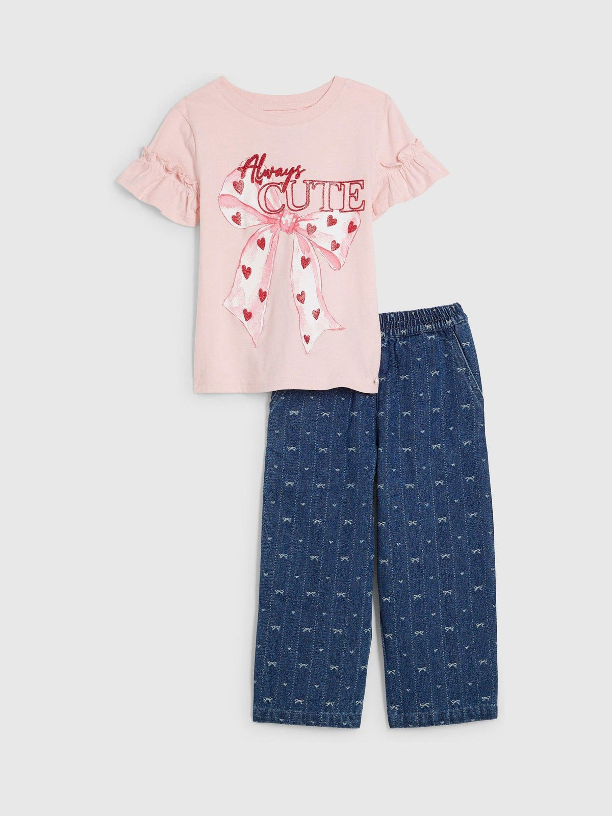 River Island Pink Always Cute T-Shirt  & Trousers Set - image 1
