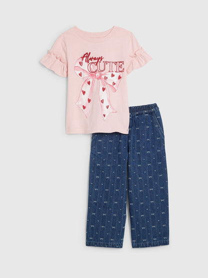 River Island Pink Always Cute T-Shirt  & Trousers Set - image 1