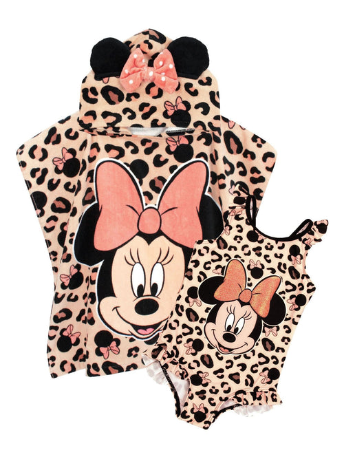 Dsiney Kidz - Vanilla Underground Cream Minnie Mouse Character Swimsuit & Poncho Set image 1