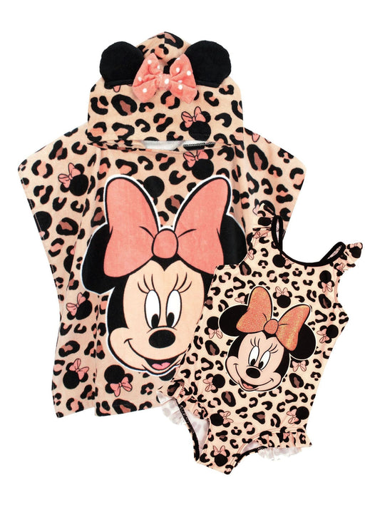 Dsiney Kidz - Vanilla Underground Cream Minnie Mouse Character Swimsuit & Poncho Set image 1