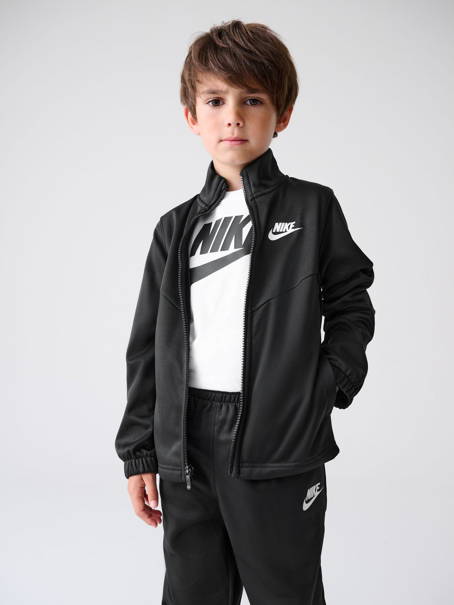 Nike Black Little Kids Lifestyle Essentials Poly Tracksuit image 5