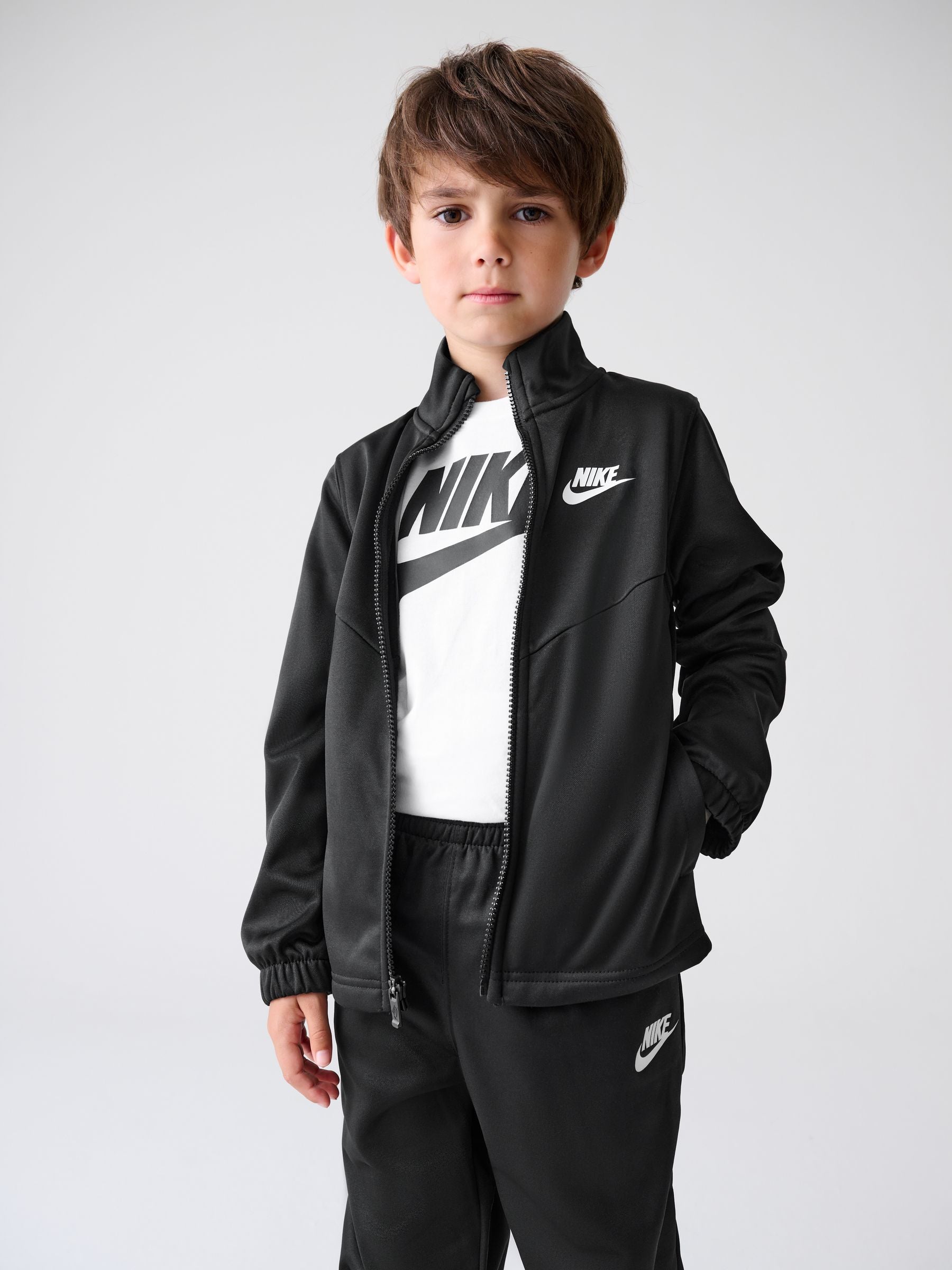 Nike Black Little Kids Lifestyle Essentials Poly Tracksuit image 5