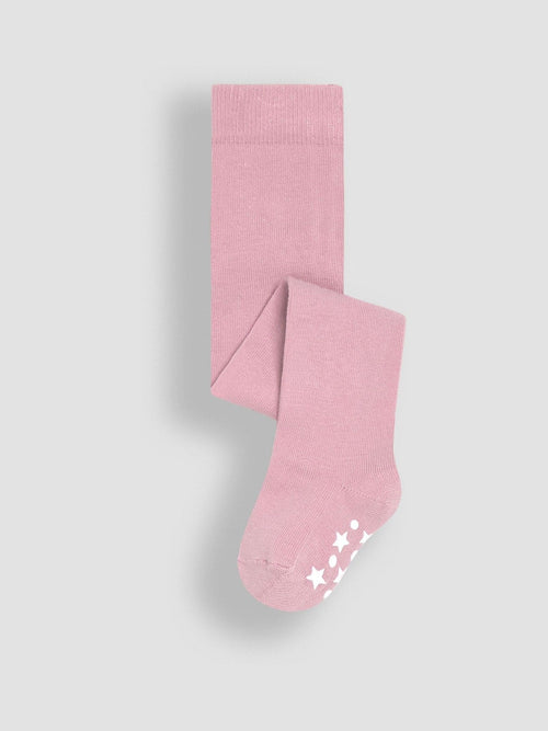 JoJo Maman Bébé Pale Pink Cotton Rich Plain Tights image 1
