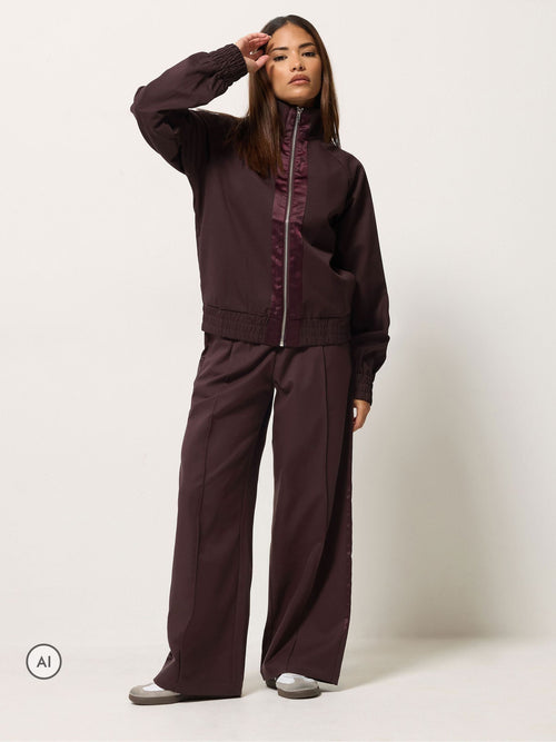 PixieGirl Petite Red Satin Trim Wide Leg Trousers & Jacket Set - image 1