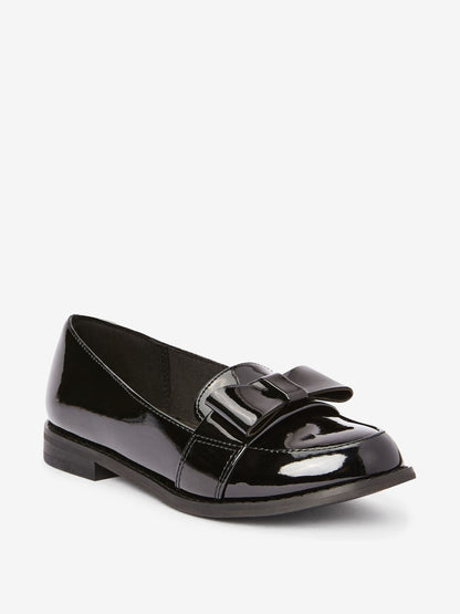 Black Patent School Bow Loafers image 3