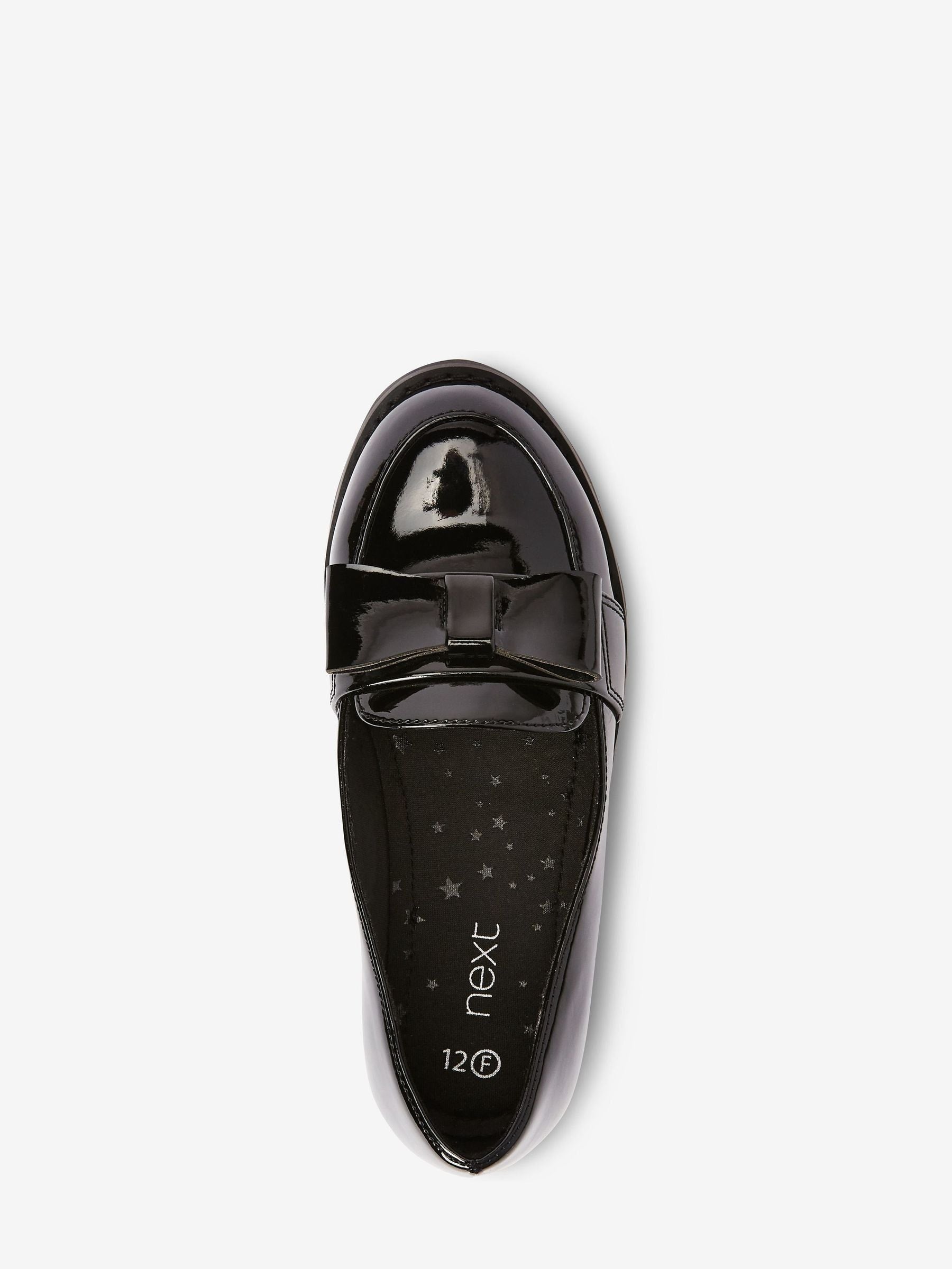 Black Patent School Bow Loafers image 5