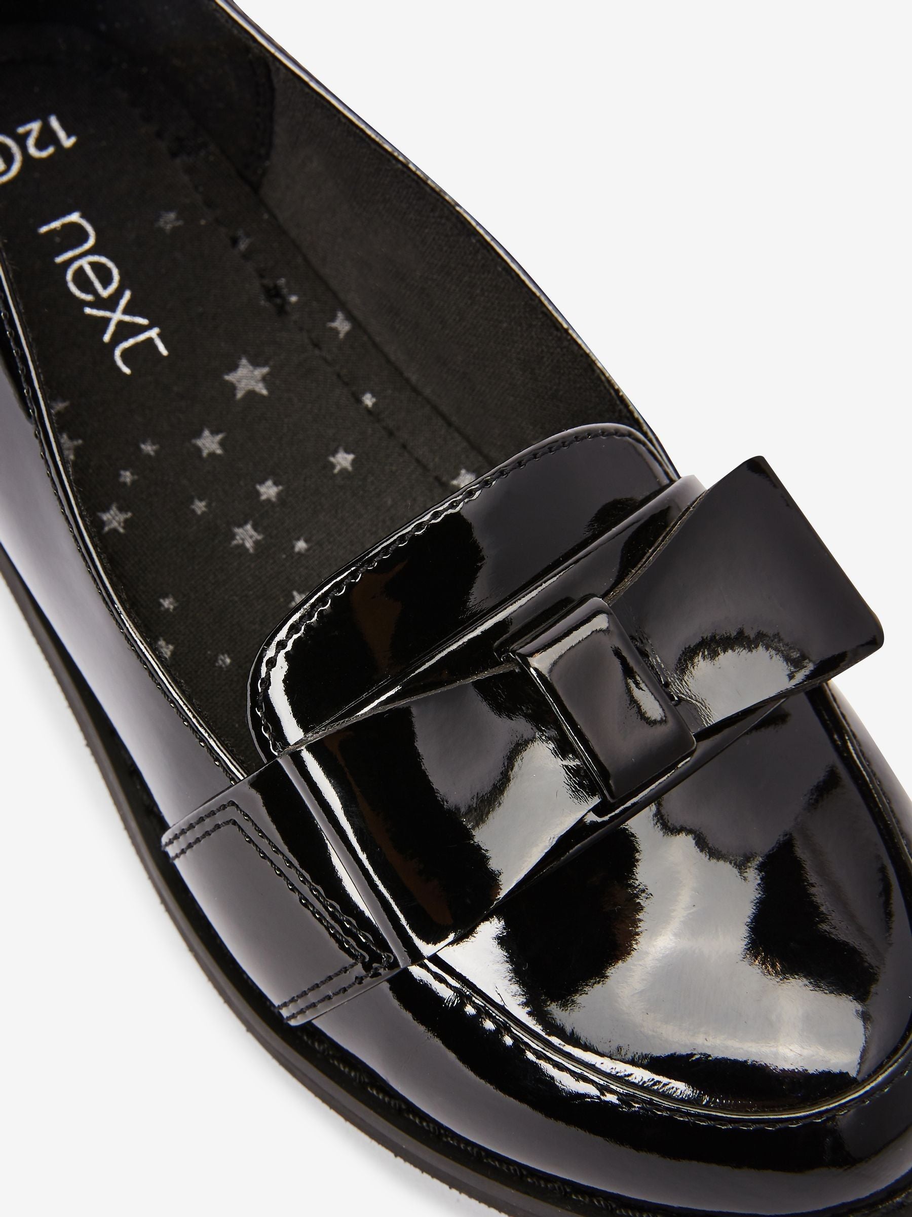 Black Patent School Bow Loafers image 6