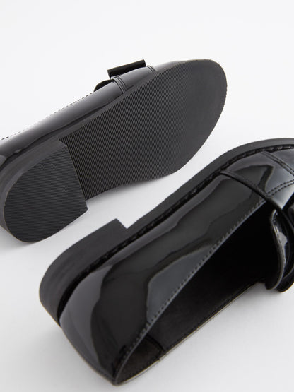 Black Patent School Bow Loafers image 7