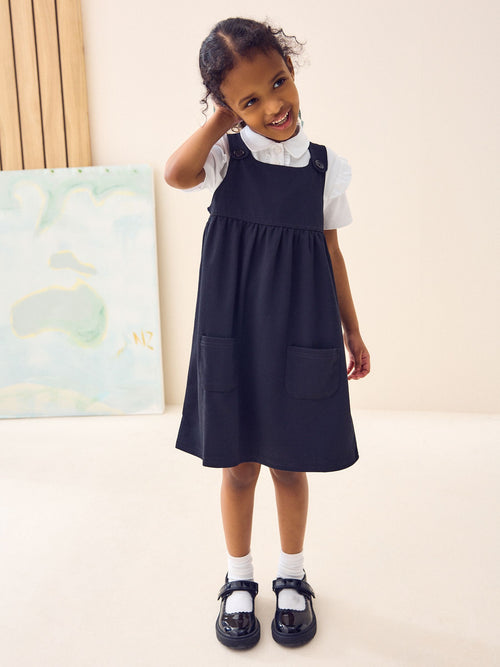 Dsiney Kidz - Black Jersey Stretch Pinafore School Dress (3-14yrs) image 1
