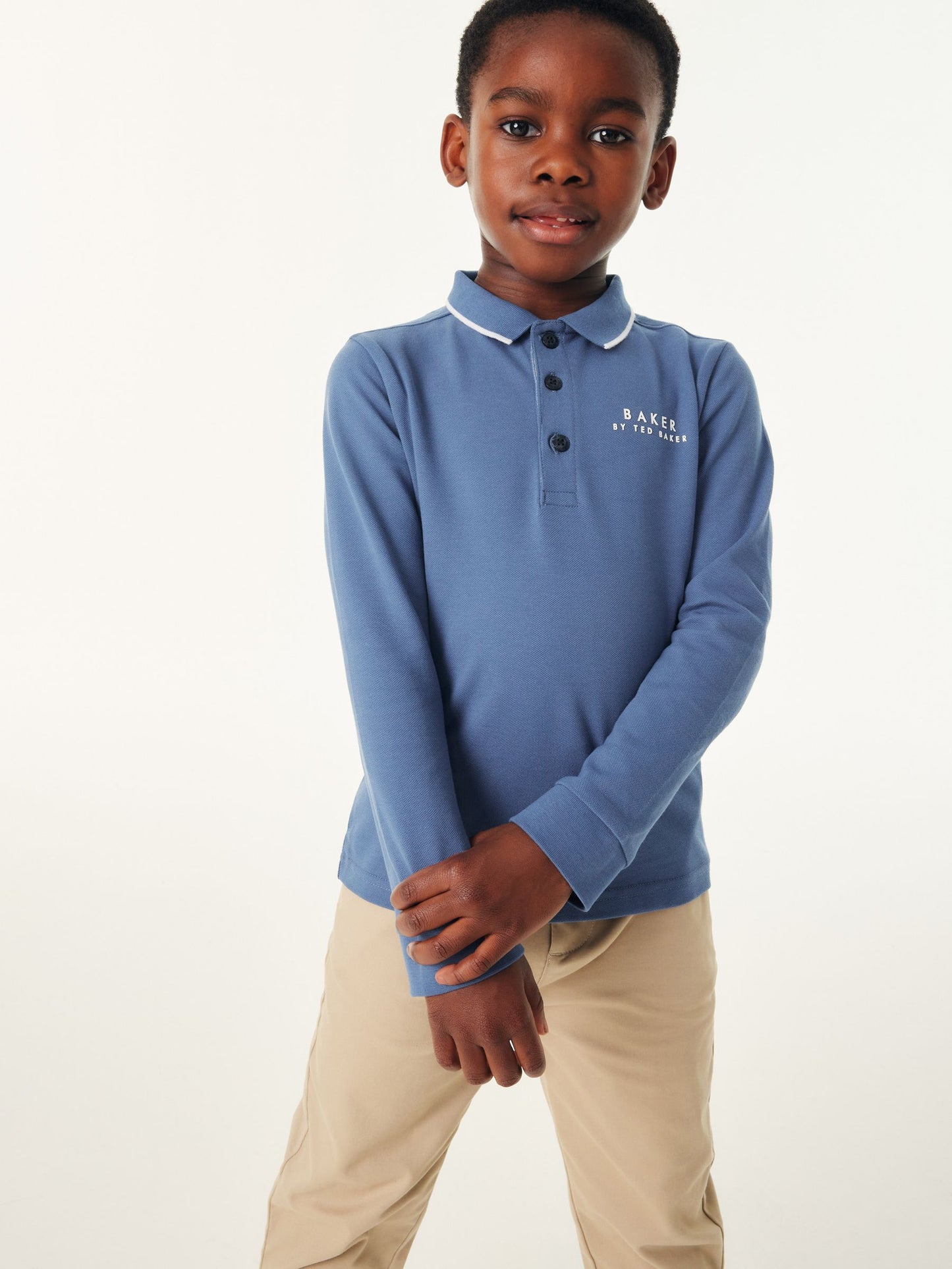 Dsiney Kidz - Baker by Ted Baker Blue Long Sleeve Polo Shirt image 1