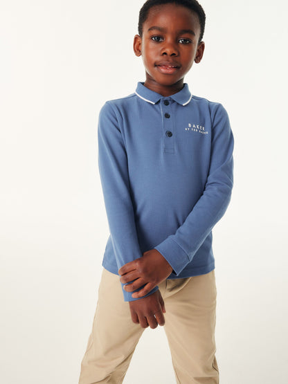 Dsiney Kidz - Baker by Ted Baker Blue Long Sleeve Polo Shirt image 1