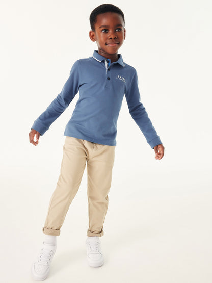 Dsiney Kidz - Baker by Ted Baker Blue Long Sleeve Polo Shirt image 2