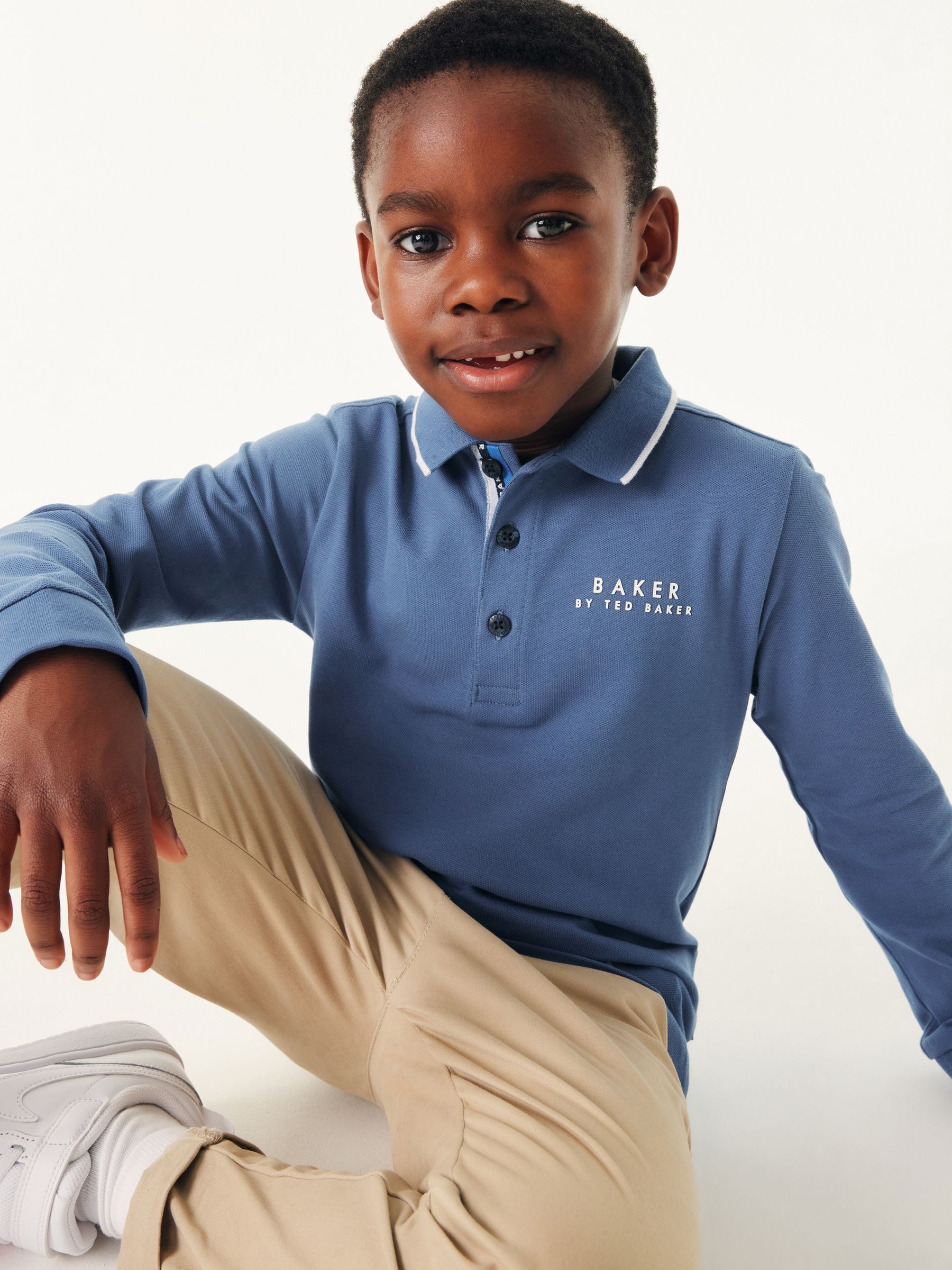 Dsiney Kidz - Baker by Ted Baker Blue Long Sleeve Polo Shirt image 4