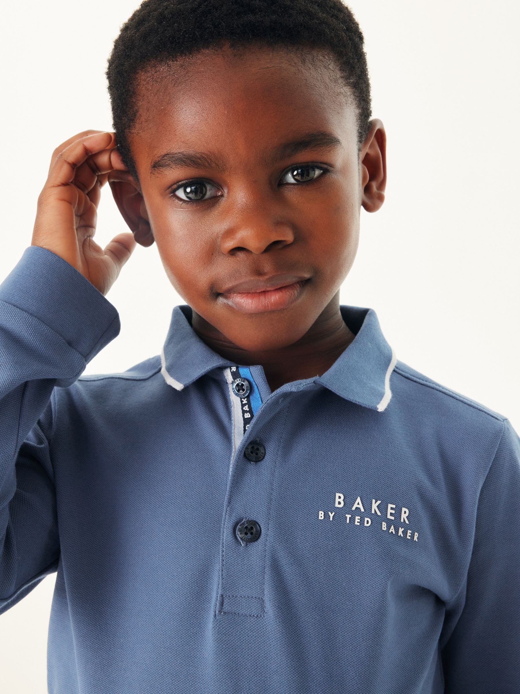 Dsiney Kidz - Baker by Ted Baker Blue Long Sleeve Polo Shirt image 5