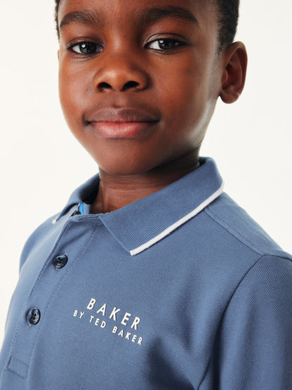 Dsiney Kidz - Baker by Ted Baker Blue Long Sleeve Polo Shirt image 6