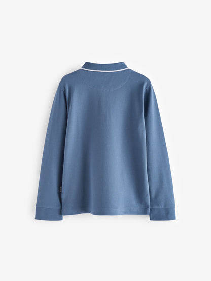 Dsiney Kidz - Baker by Ted Baker Blue Long Sleeve Polo Shirt image 9