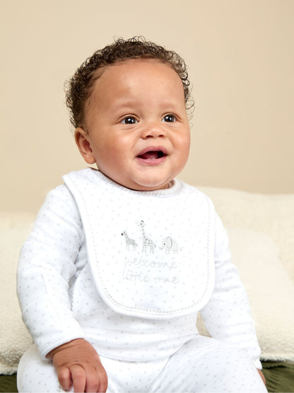 JoJo Maman Bébé Grey Welcome Little One Collar Sleepsuit image 2