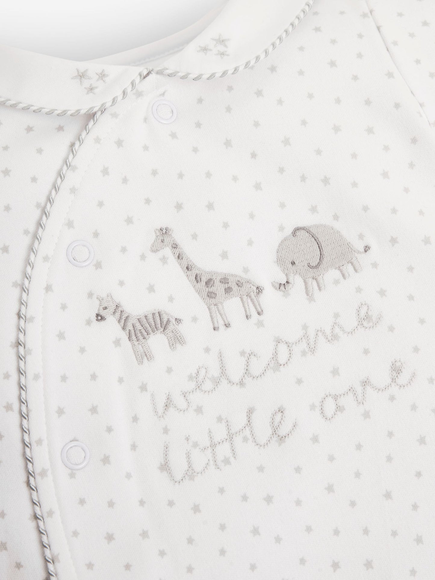JoJo Maman Bébé Grey Welcome Little One Collar Sleepsuit image 6