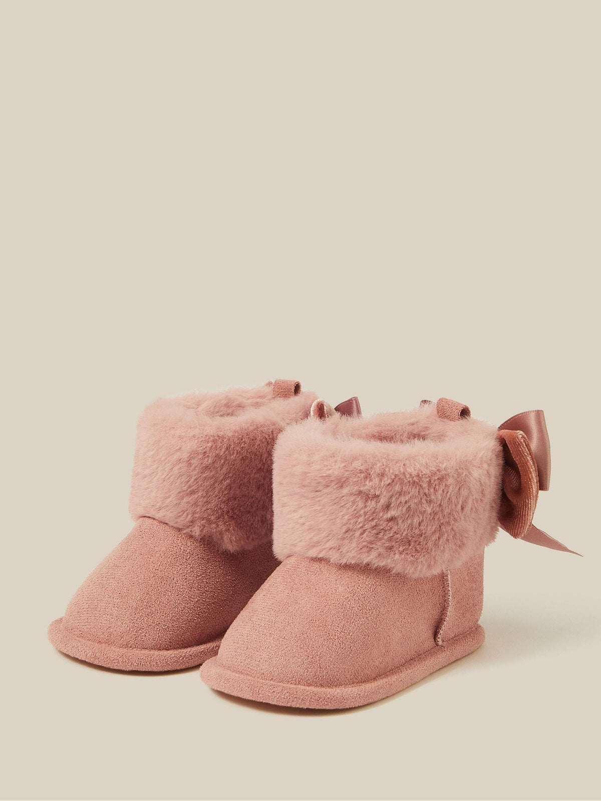 Monsoon Pink Bow Faux Suede Booties - image 1