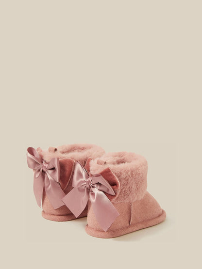 Monsoon Pink Bow Faux Suede Booties - image 2