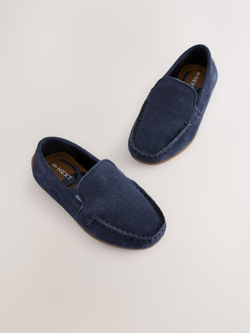 Navy Blue Standard Fit (F) Suede Slip-Ons Loafer Shoes image 1