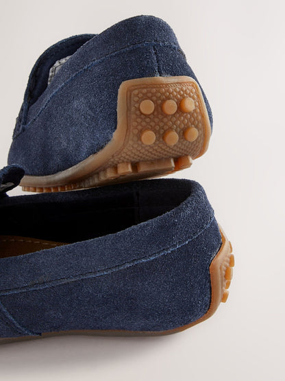 Navy Blue Standard Fit (F) Suede Slip-Ons Loafer Shoes image 6