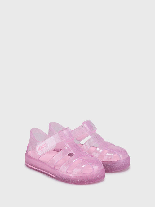 Pink Clear Star Glitter Sandals image 1