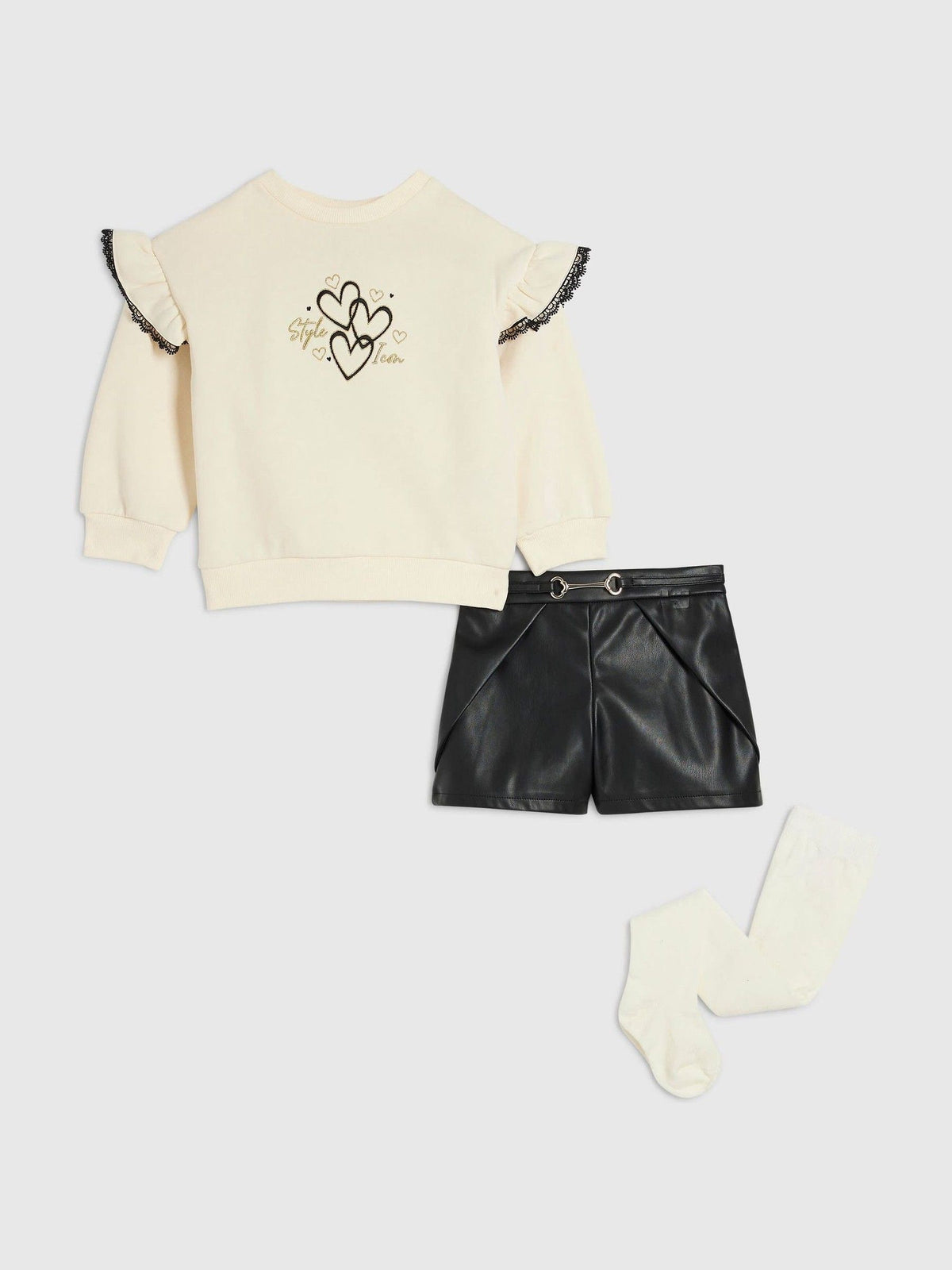River Island Cream Sweater &  Shorts Set with Socks - image 1
