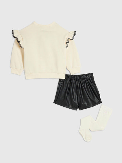 River Island Cream Sweater &  Shorts Set with Socks - image 2