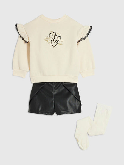River Island Cream Sweater &  Shorts Set with Socks - image 3