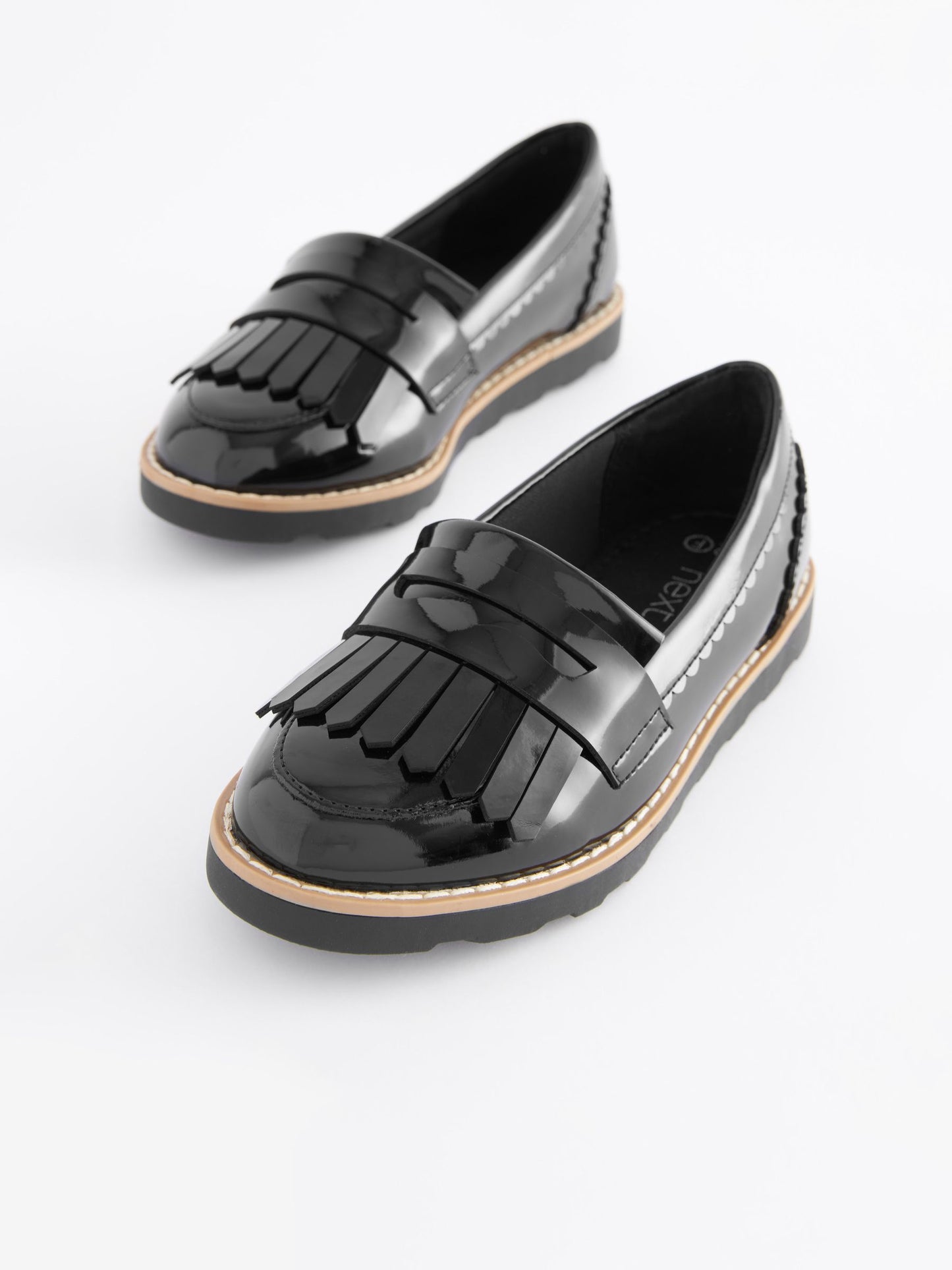 Black Patent Standard Fit (F) School Tassel Loafers image 3