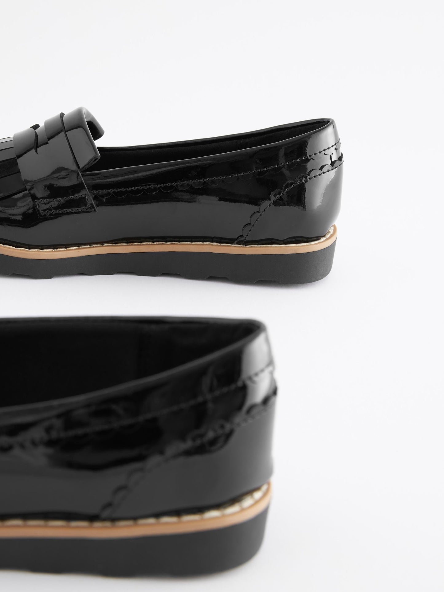 Black Patent Standard Fit (F) School Tassel Loafers image 4