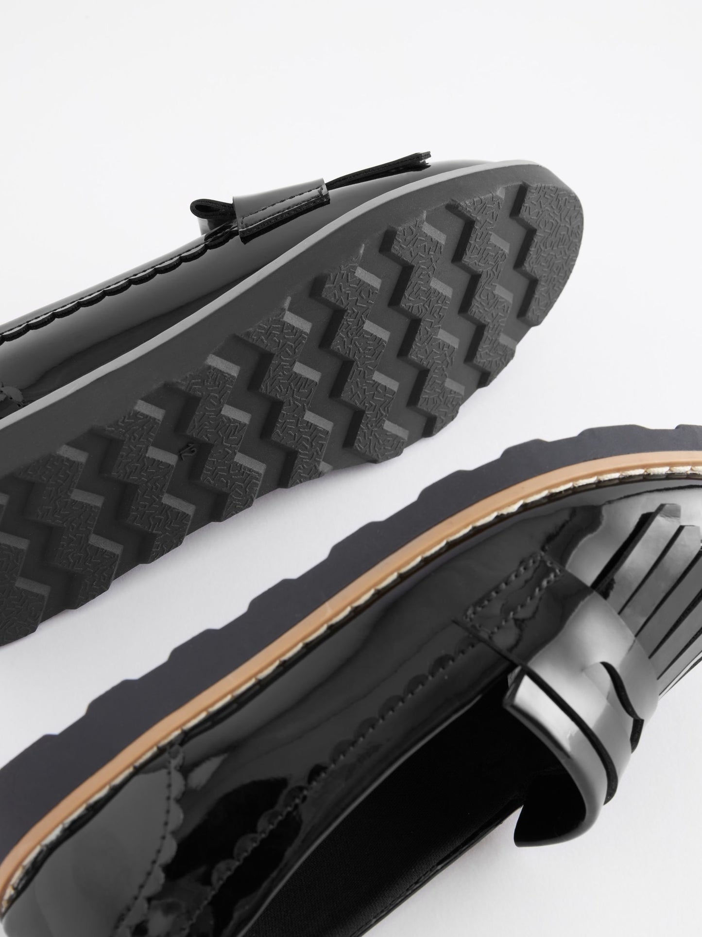 Black Patent Standard Fit (F) School Tassel Loafers image 5