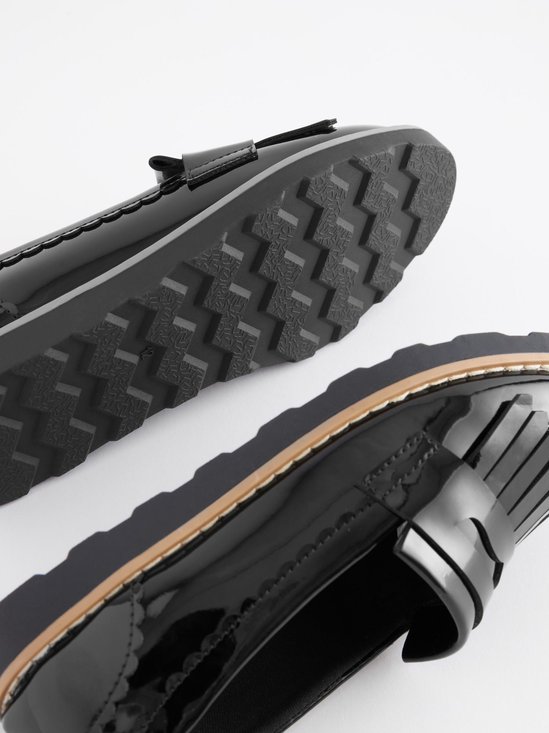 Black Patent Standard Fit (F) School Tassel Loafers image 5