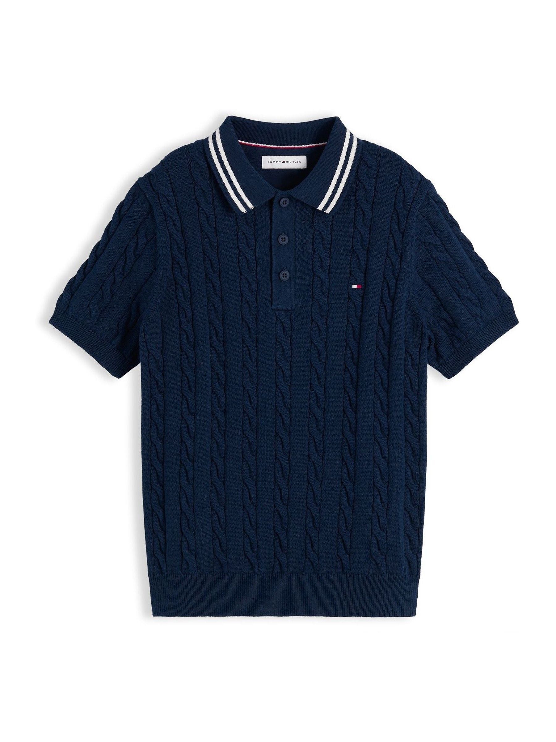 Dsiney Kidz - Tommy Hilfiger Blue Cable Knit Short Sleeve Polo Shirt image 5