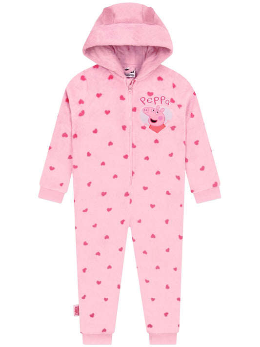 Character Pink Peppa Pig Heart Fleece Onesie - image 1
