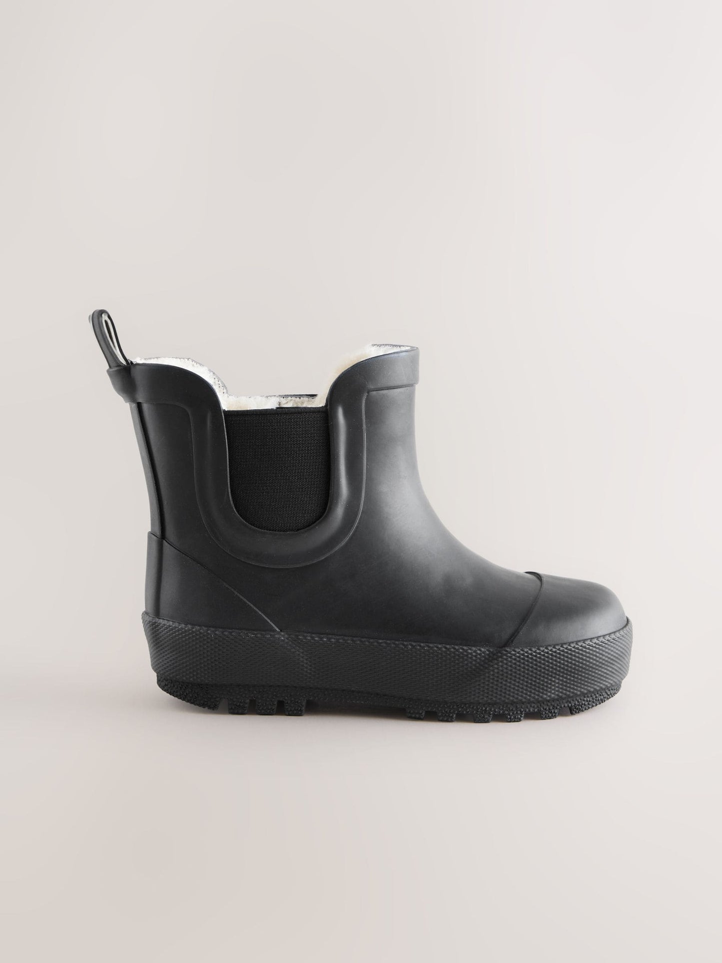 Black Plain Warm Lined Ankle Wellies image 2