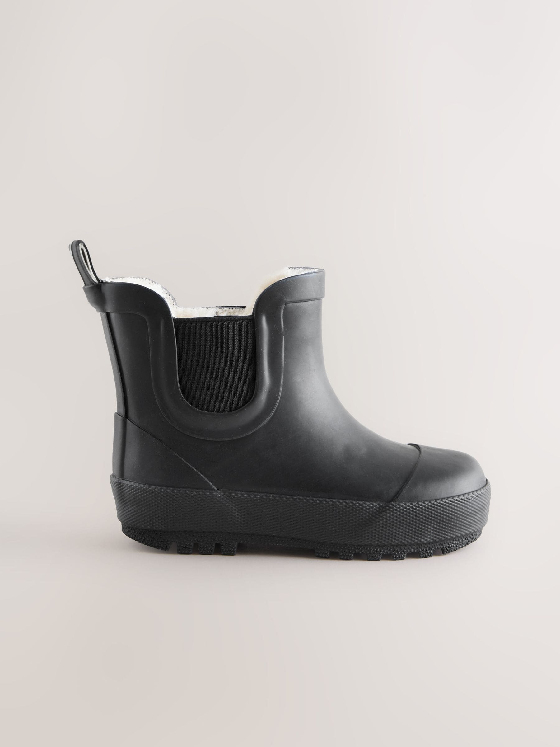 Black Plain Warm Lined Ankle Wellies image 2