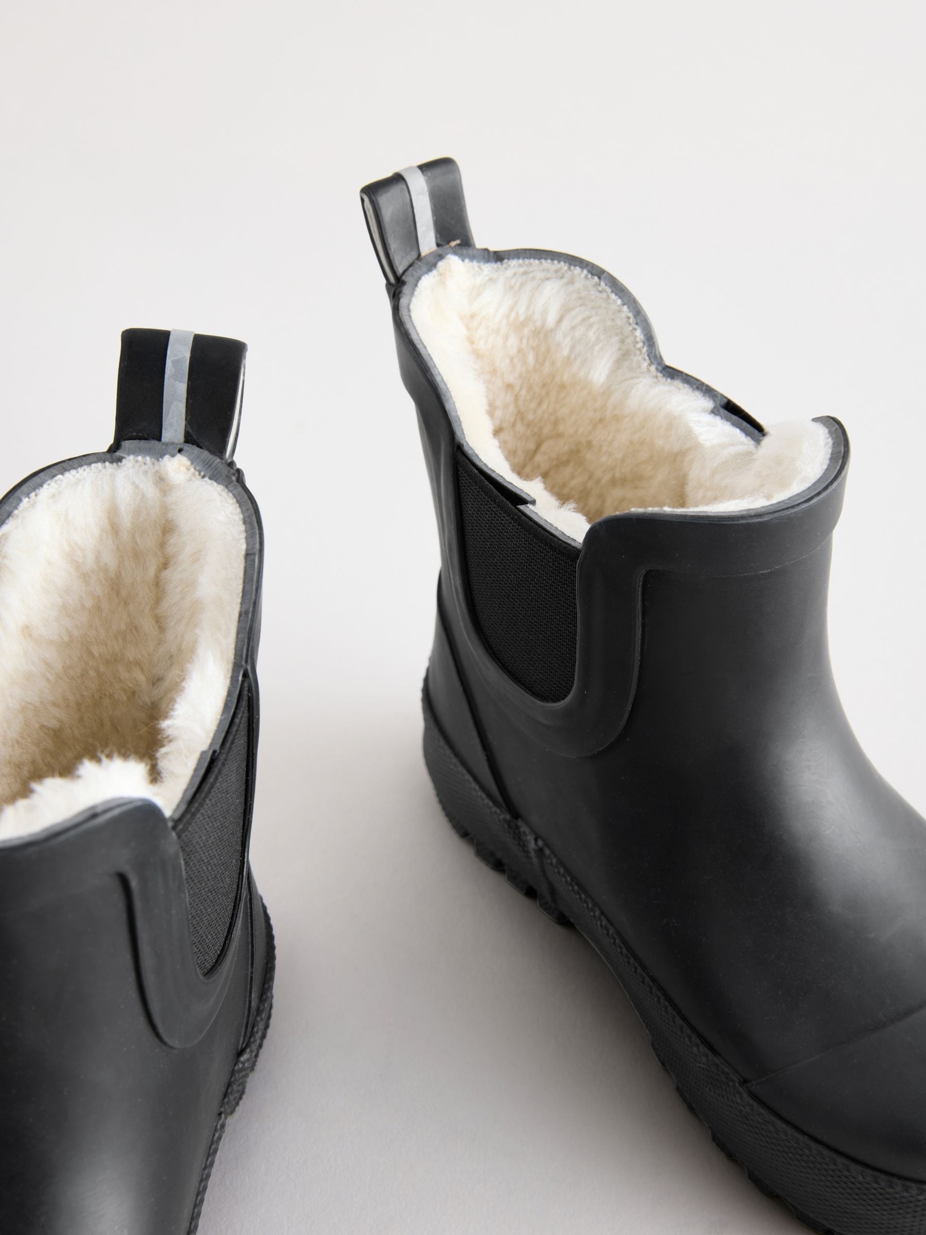 Black Plain Warm Lined Ankle Wellies image 4